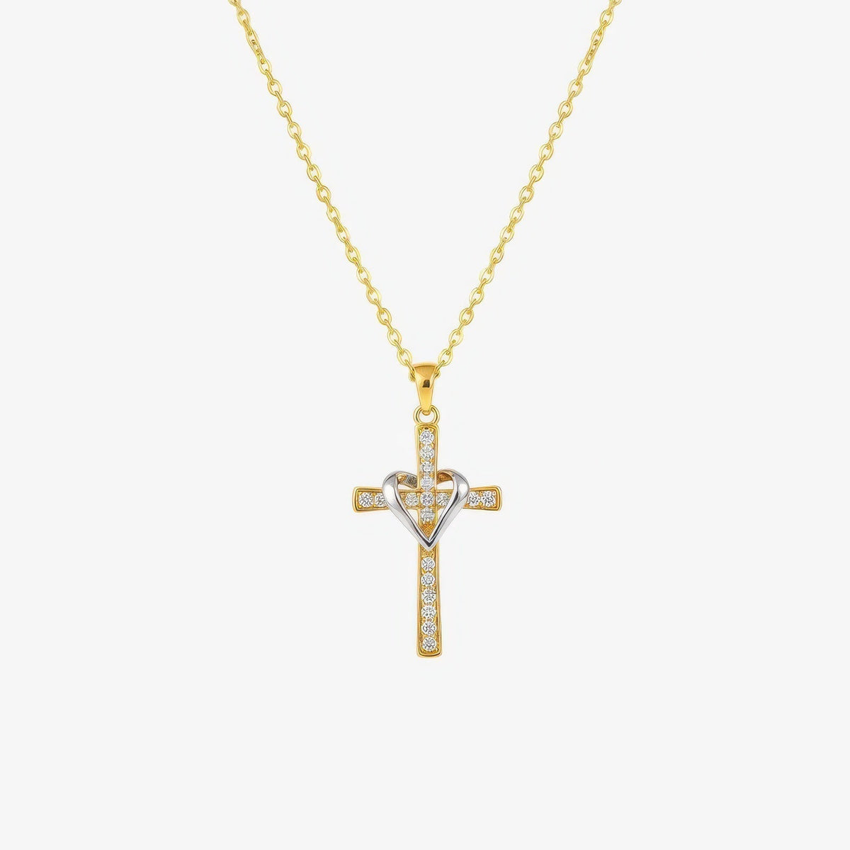 Two Tone Cross Necklace